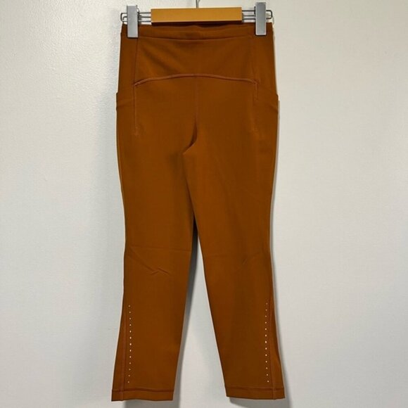 Lululemon Burnt Orange Reflective Crop Leggings - Size 4 - Picture 2 of 12